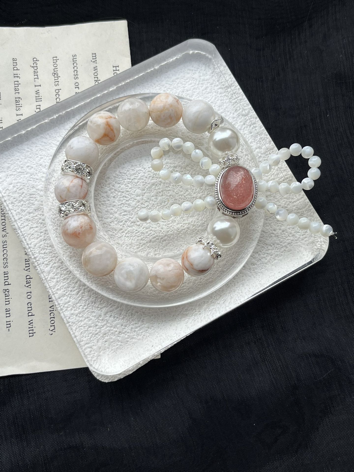 Pink Crystal and Pearl Bracelet
