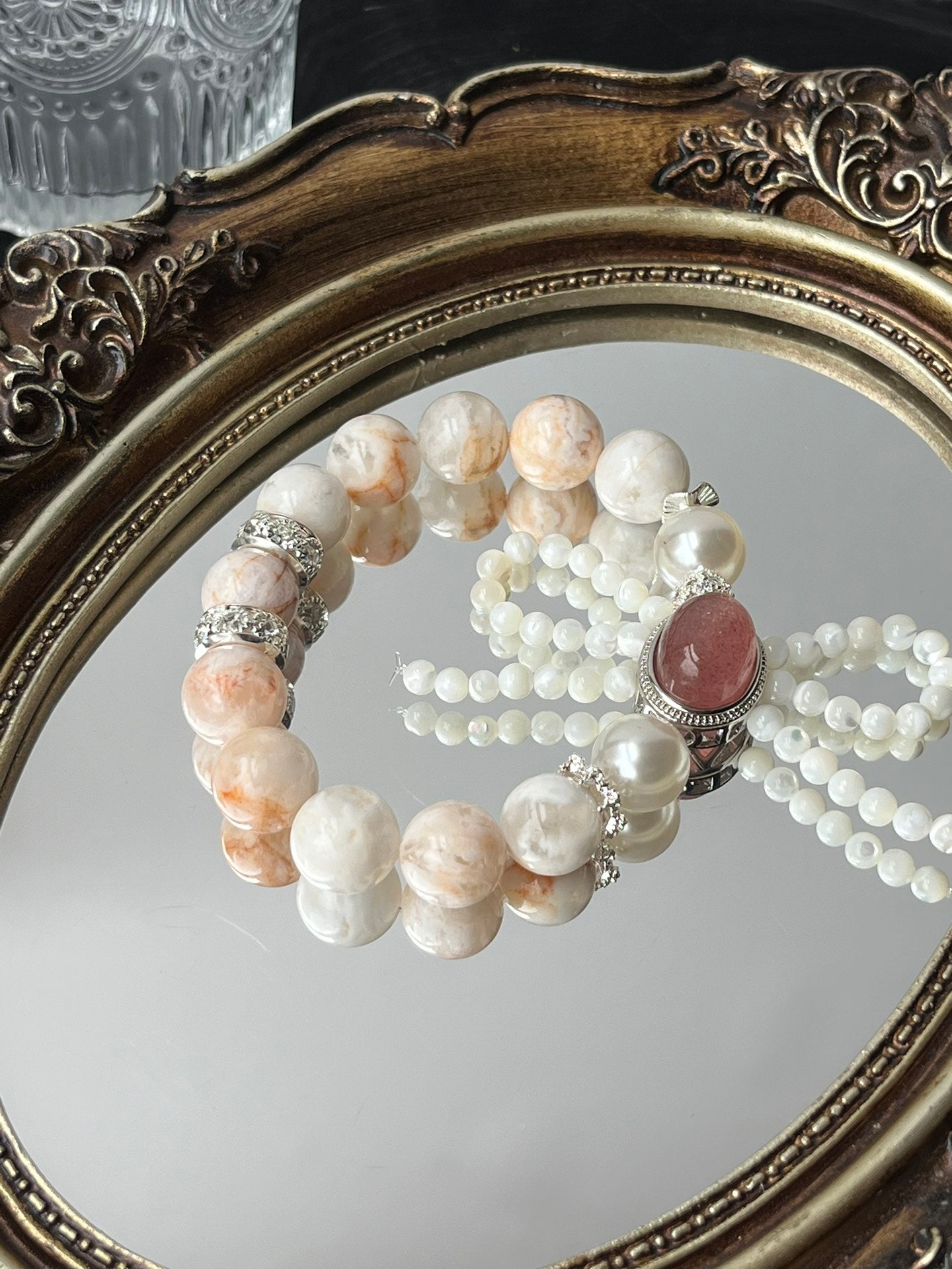 Pink Crystal and Pearl Bracelet