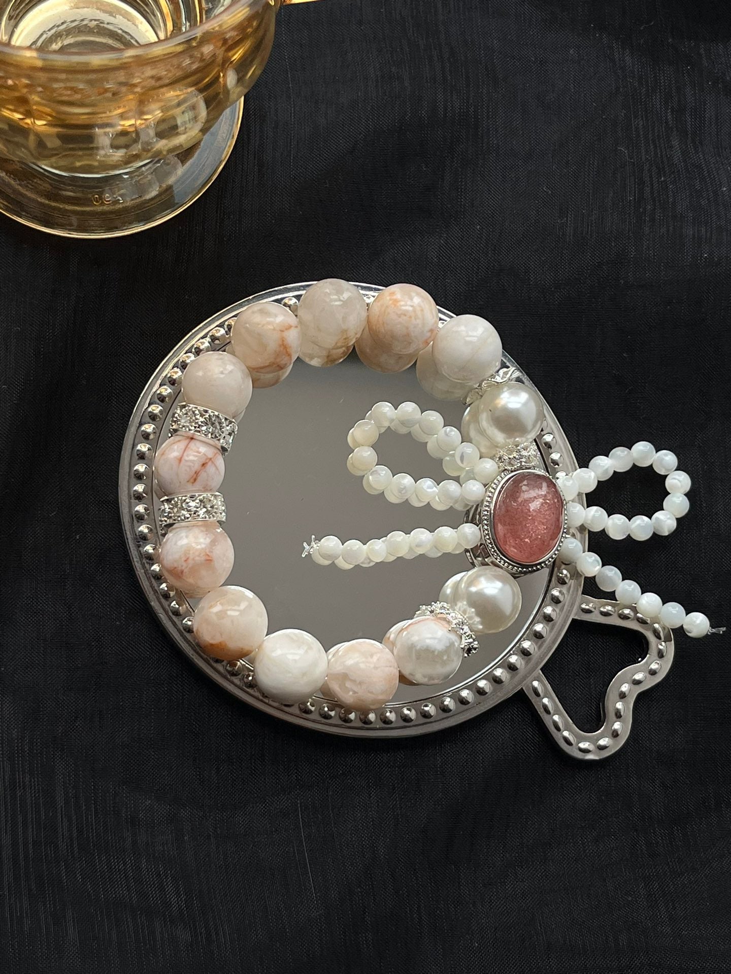 Pink Crystal and Pearl Bracelet