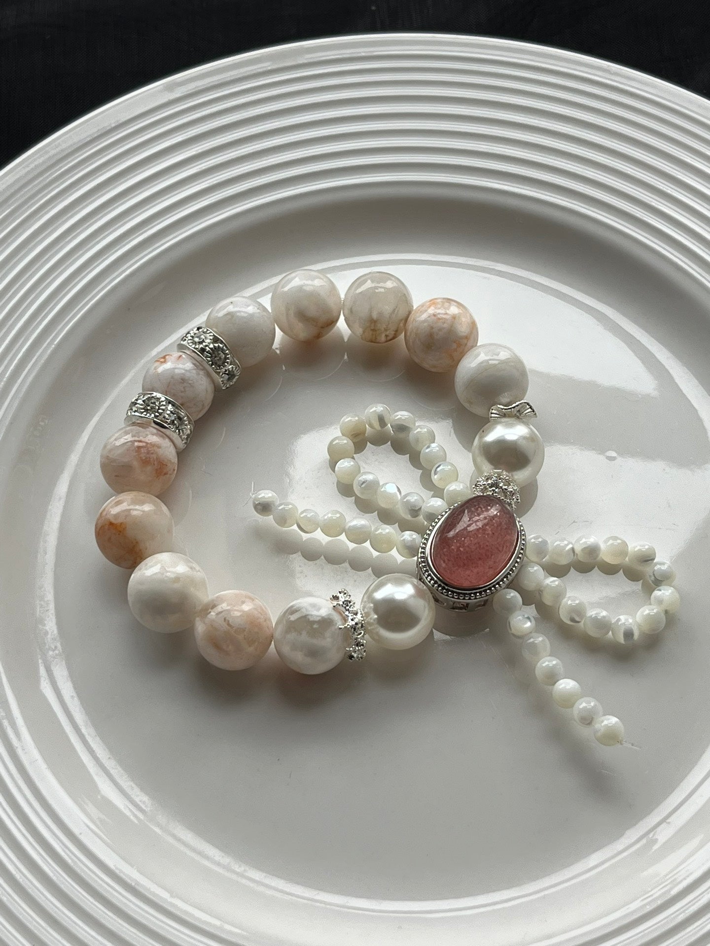 Pink Crystal and Pearl Bracelet