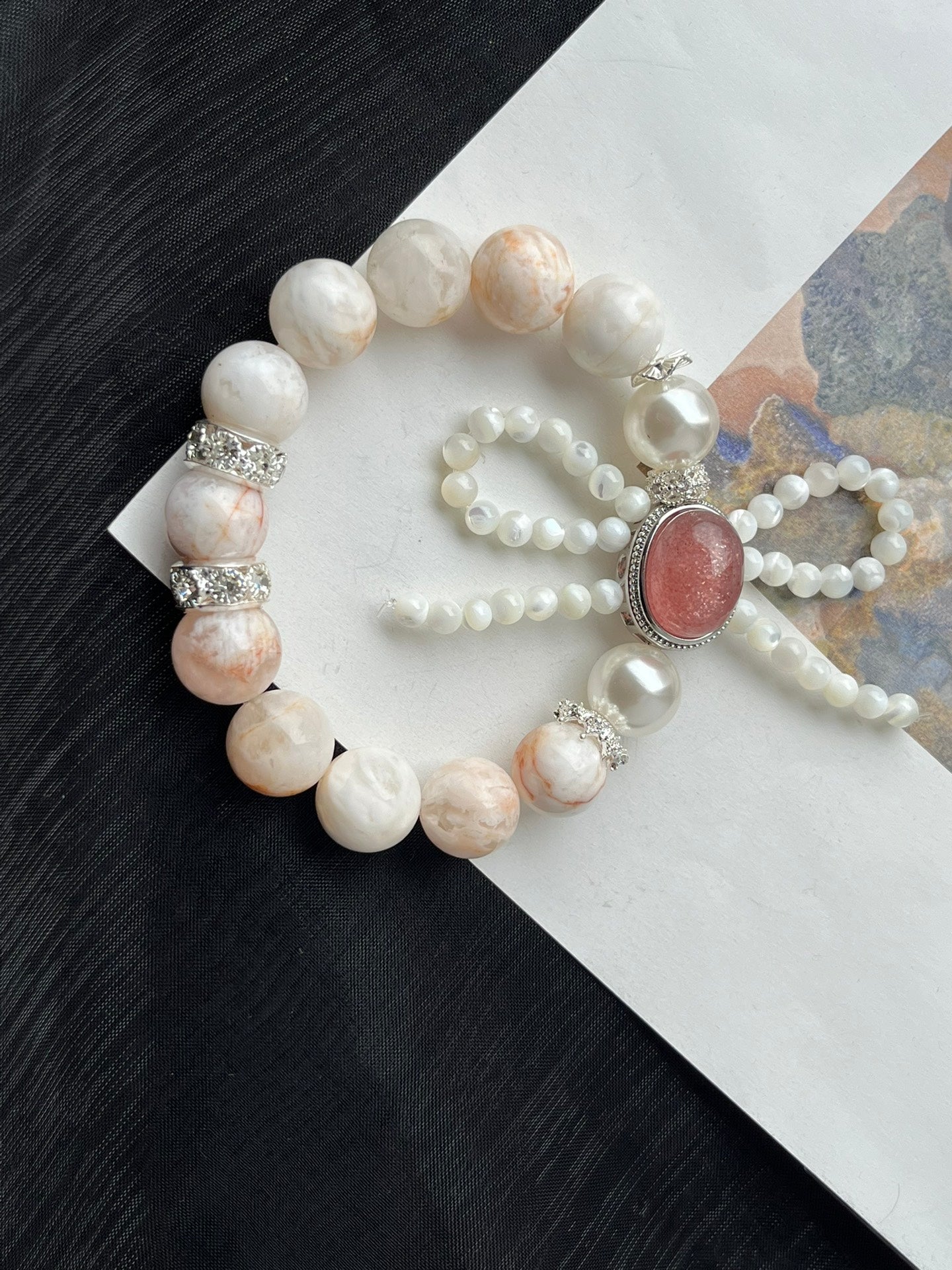 Pink Crystal and Pearl Bracelet