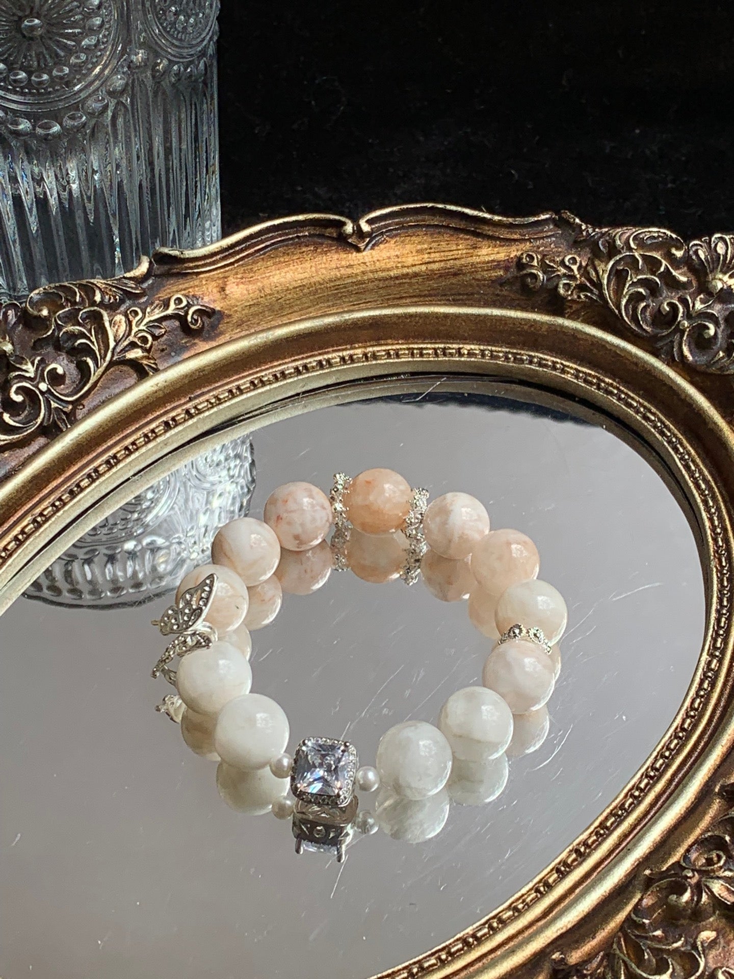 White Crystal and Pearl Bracelet