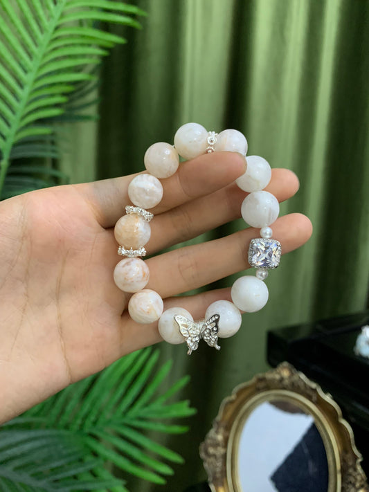 White Crystal and Pearl Bracelet