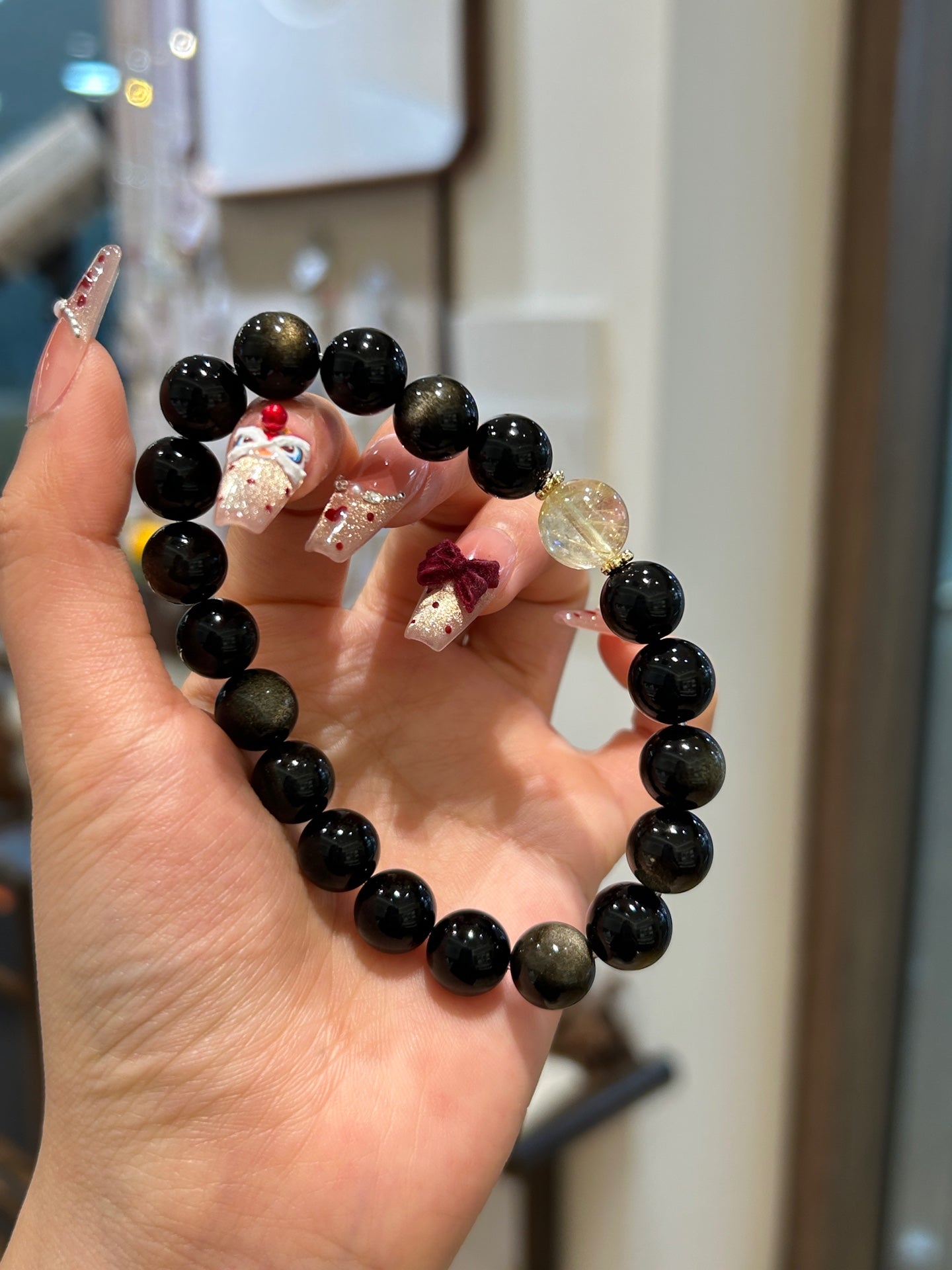 Golden Aura Obsidian Bracelet – Protection & Wealth Alignment