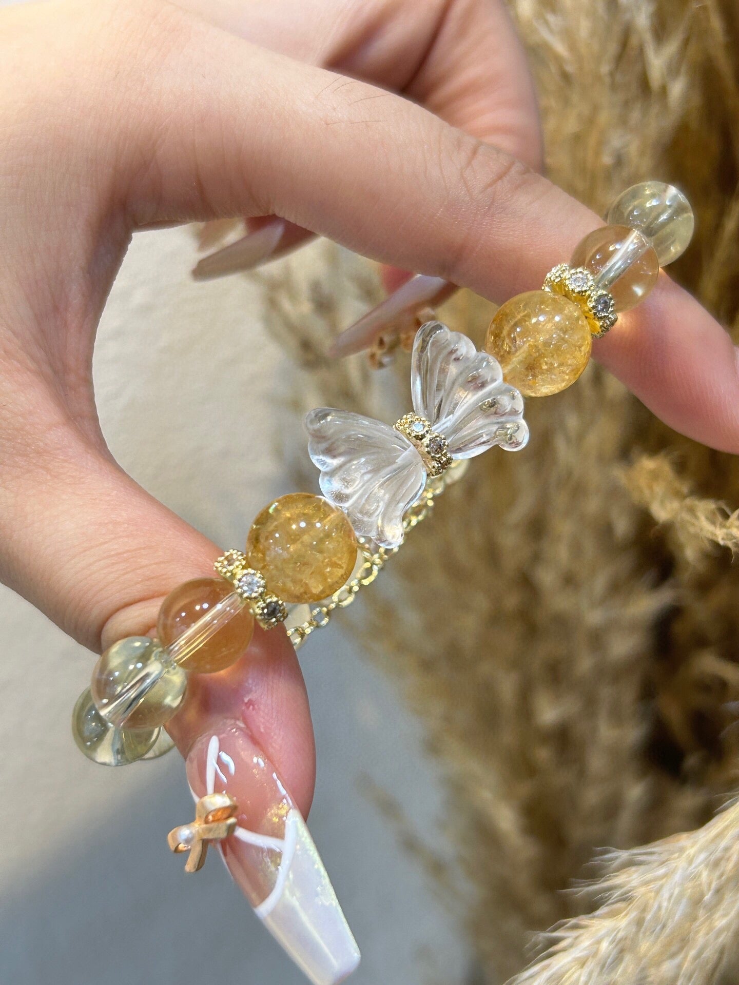 Butterfly Wealth Bracelet – Lemon Quartz & Yellow Aze with Prosperity Energy