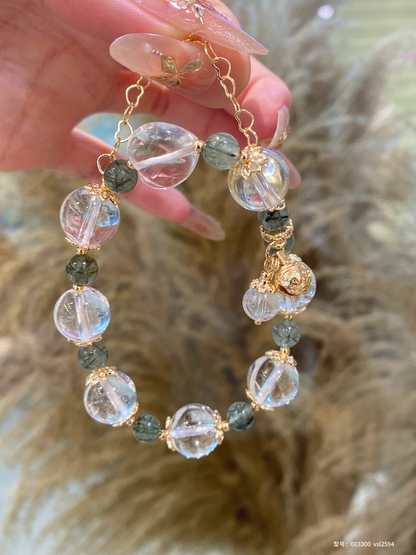 Crystal Clarity & Wealth Bracelet – Clear Quartz & Green Rutilated Quartz