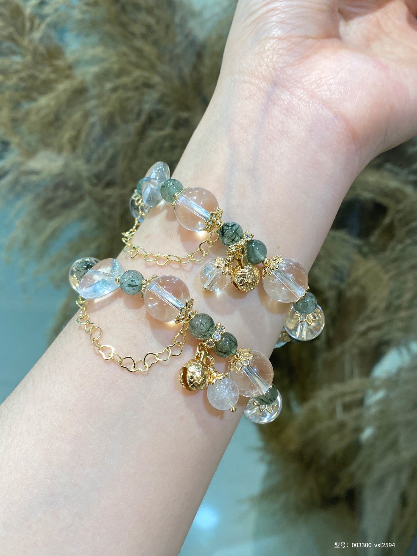 Crystal Clarity & Wealth Bracelet – Clear Quartz & Green Rutilated Quartz